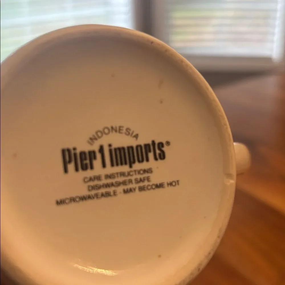 Pier 1 Imports Green Blue Floral Coffee Cocoa Mug 12 ounces